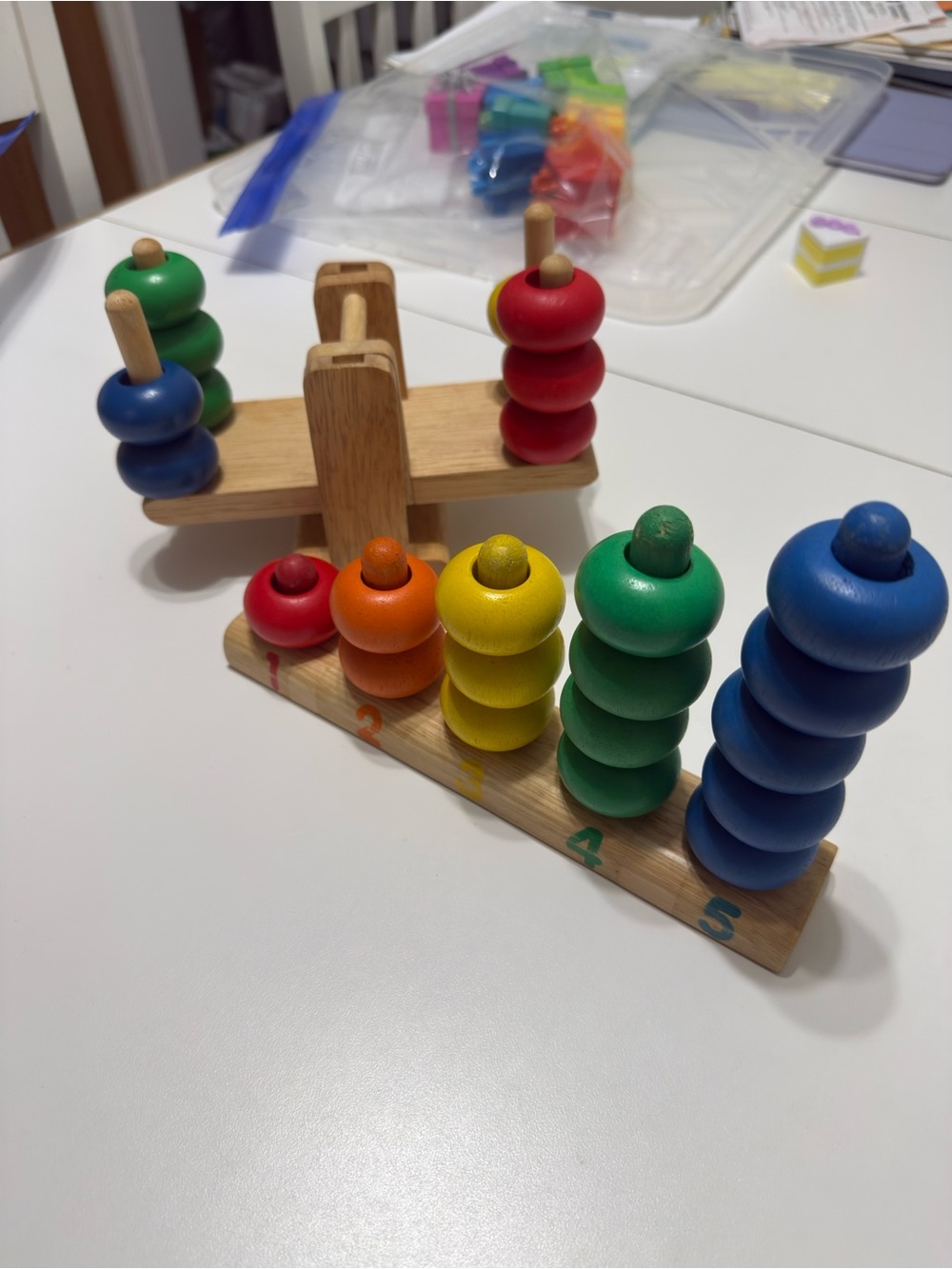 Kaplan Wooden Numbered Stacker Toy - Red Orange Yellow Green Blue